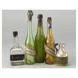 5 19th C. Glass Liquor Bottles