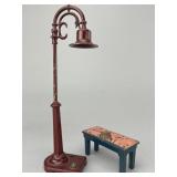 Cast Iron Lionel Lamp, Arcade Piano Bench