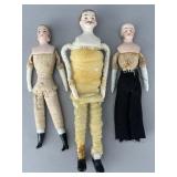 3 Porcelain Dollhouse Dolls
