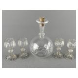 Blown Glass Goblets & Engraved Decanter, 1830