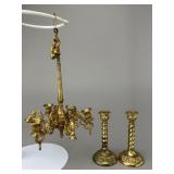 Gold Chandelier and Candlesticks, E & S