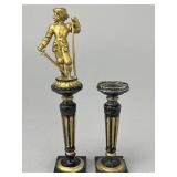 Pair of Painted Metal Doric Columns, Statue