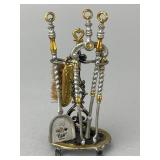 Metal German Andiron Set, Round Base