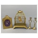 Large Birdcage, Frame and Candlesticks