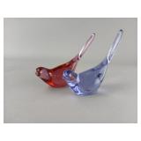 Fenton Art Glass Red and Blue Crystal Birds