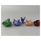 Five Glass Animal Covered Salt Dishes