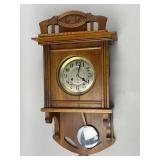 Wooden Wall Clock with Brass-Toned Dial
