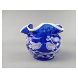 Fenton Cobalt Blue Hand-Painted Vase
