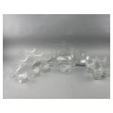 Pressed Glass Tableware Set With Floral Pattern