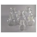 Six Clear Glass Jars with Lids