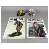 Golf-Themed Metal Signs, Figurine, and Mug