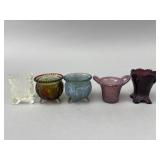 Five Pressed Glass Toothpick Holders