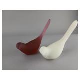 Fenton Frosted Glass Bird Figurines, Pair