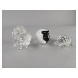 Three Glass Animal Figurines