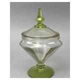 Green Glass Lidded Compote