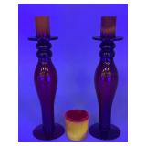 Cadmium Glass Candle Holders and Votive