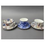 Three English Bone China Cups and Saucers