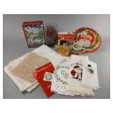 Holiday Decor Assortment with Plates and Textiles
