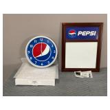 NOS Pepsi Branded Wall Clock and Dry-Erase Board S