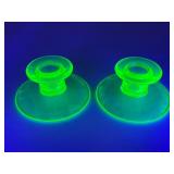 Uranium Glass Candle Holders 2pcs Set