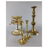 Brass and Glass Candlesticks