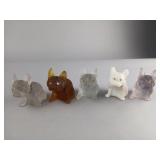 Five Frosted Glass Bulldog Figurines