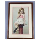 Framed Halftone Print of Young Victorian Girl