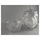 Pressed Glass Lidded Jar and Bowl Set