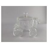 Clear Glass Carriage-Shaped Lidded Dish