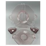Pink Clear Glass Serving Set