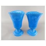 Blue Pressed Glass Vases