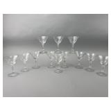 12 Etched Crystal Stemware Glasses