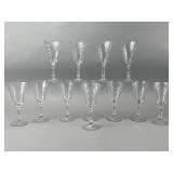 12 Clear Etched Glass Goblets