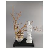 Porcelain Guanyin Figurine with Floral Arrangement