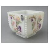 Fenton Glass Beaded Square Bowl with Grape Design