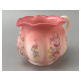 Fenton Hand-Painted Pink Satin Glass Pitcher