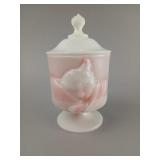 ï¿½Chessieï¿½ Pink and White Glass Covered Dish by Fen