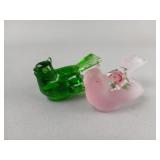 Mosser Glass Birds in Pink and Green