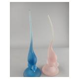 Viking Glass Figurines in Pink and Blue