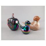 Gibson Glass Bird Figurines and Apple