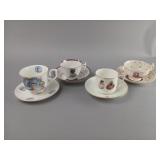 Four Commemorative Teacup and Saucer Pairs