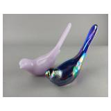 Glass Bird Figurines in Pastel and Iridescent Fini