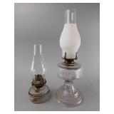 Clear Glass Oil Lamps with Brass Burners