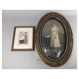 Framed Oval Photograph and Etching Print