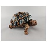 Metallic Turtle Figurine with Polished Stones