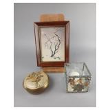 Framed Artwork with Decorative Box and Glass Candl