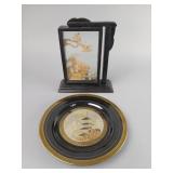 Pine Crane Lacquer Plate and Folding Screen