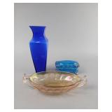 Glassware: Iris Bowl, Blue Vase, Trinket Dishes
