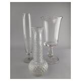 Three Clear Glass Vases