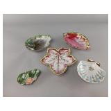 Five Porcelain Leaf and Shell Dishes